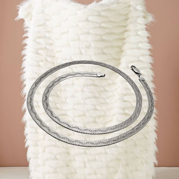 Italy Sterling Silver with Etched Wavy Design Chain Necklace 24" - Picture 4 of 7